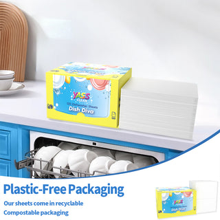 YassClean 120 Dishwasher Sheets , Fresh Lemon Scent， Powerful Plant-Based Cleaning Formula