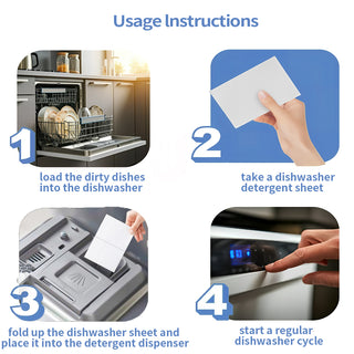 YassClean 120 Dishwasher Sheets , Fresh Lemon Scent， Powerful Plant-Based Cleaning Formula