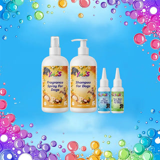 Yass Pets Dog Grooming Kit: Honey & Shea Shampoo, Fragrance Spray, Ear & Tear Stain Cleaner